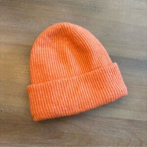 American Eagle Bestie Beanie Ribbed Fold Cuff in Orange, One-Size